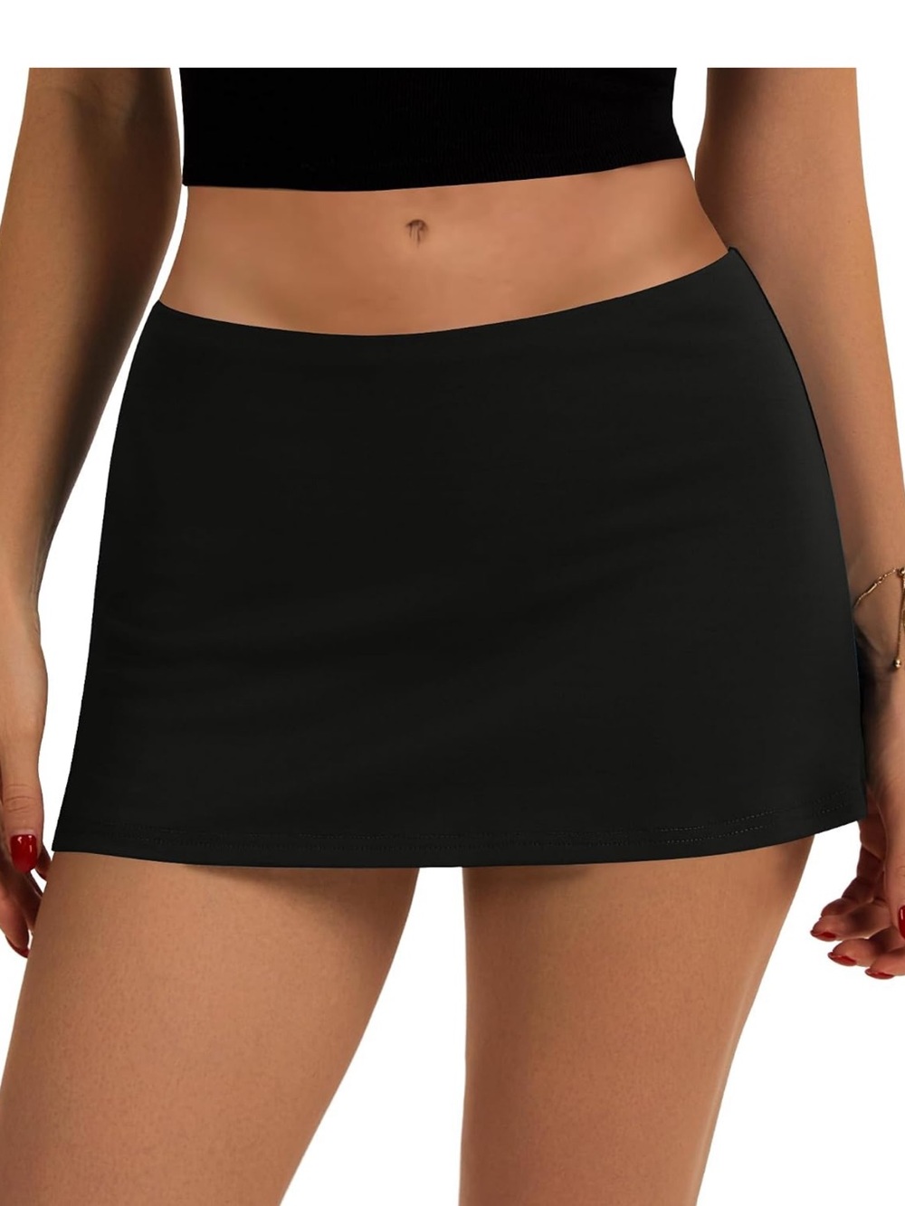 LOMON Women's Low Rise Micro Mini Skirt with Built-in Shorts & Pocket